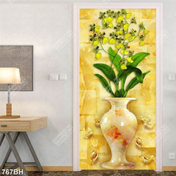 Tranh bình hoa nghệ thuật bông hoa vàng trên tường giả ngọc