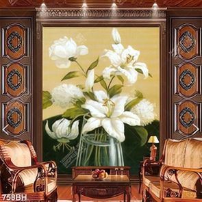 Tranh bình hoa nghệ thuật những bông huệ trắng trong bình