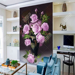 Tranh bình hoa in canvas những bông hồng tím trên nền tối