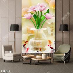 Tranh bình hoa trang trí hoa mộc lan trong bình giả ngọc bích