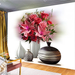 Tranh bình hoa nghệ thuật những bông hoa lyly hồng xinh đẹp