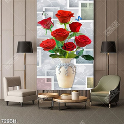 Tranh bình hoa nghệ thuật những bông hoa hồng đỏ rực rỡ