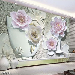 Tranh bình hoa decor những bông hoa mẫu đơn giả ngọc