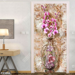 Tranh bình hoa in canvas nhành hoa phong lan tím trong bình