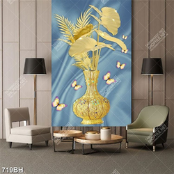 Tranh bình hoa trang trí những bông hoa dáp vàng đan xen nhau