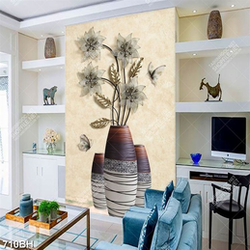 Tranh bình hoa trang trí những bông hoa lụa xin đẹp trong bình