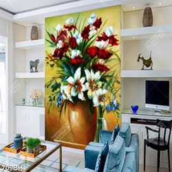 Tranh bình hoa psd những bông hoa huệ đỏ trắng đan xen nhau