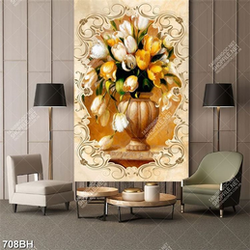 Tranh bình hoa nghệ thuật những bông hoa tulip màu vàng
