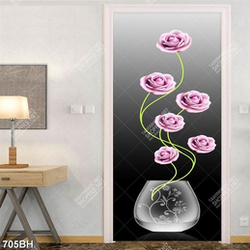 Tranh bình hoa in canvas bông hoa hồng trong bình thủy tinh