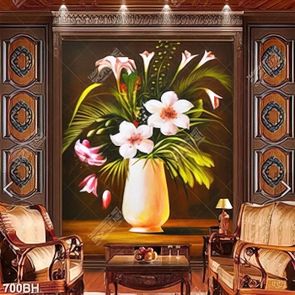 Tranh bình hoa nghệ thuật những bông hoa lan trắng khoe sắc