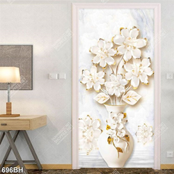 Tranh bình hoa 3d những bông mộc lan giả ngọc trên tường