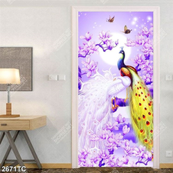 Tranh lụa 3D chim công và hoa mộc lan