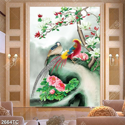 Tranh đôi chim và cành hoa mộc lan