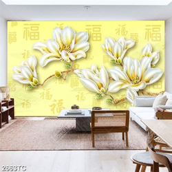 Tranh thư pháp tài lộc hoa mộc lan