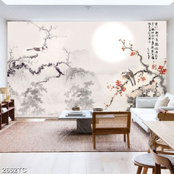 Tranh hoa đào và chim én