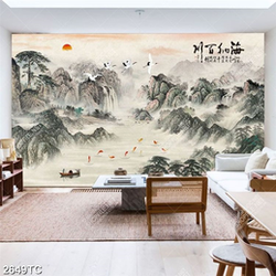 Tranh sơn dầu sông núi hữu tình