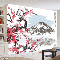 Tranh núi Phú Sĩ Nhật Bản và hoa đào