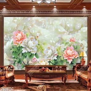 Tranh hoa mẫu đơn nền giả ngọc đẹp
