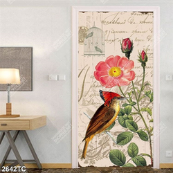 Tranh chim và hoa hồng dán tường đẹp