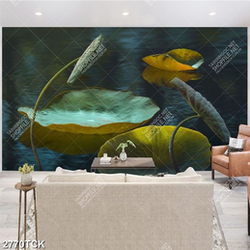 Tranh những chiếc lá sen màu vàng úa trên mặt nước in uv Tranh những chiếc lá sen màu vàng úa trên mặt nước in uv