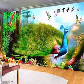 Tranh sơn dầu chim công