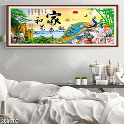 Tranh chim công và cảnh núi