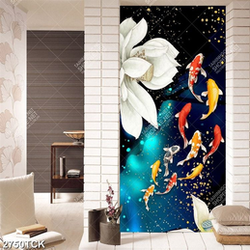 Tranh những bông hoa sen trắng bên đàn cá koi xinh đẹp Tranh những bông hoa sen trắng bên đàn cá koi xinh đẹp