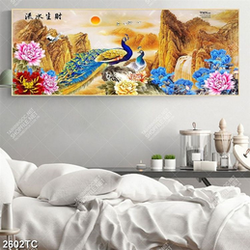 Tranh chim công và hoa mẫu đơn