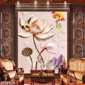 Tranh giả ngọc hoa sen hồng và đàn cá chép tài lộc psd Tranh giả ngọc hoa sen hồng và đàn cá chép tài lộc psd