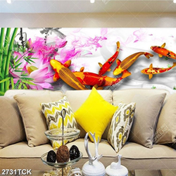 Tranh những đàn cá chép nối đuôi nhau bên bông hoa sen Tranh những đàn cá chép nối đuôi nhau bên bông hoa sen