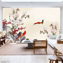 Tranh hoa mộc lan và chim