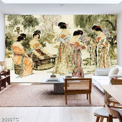 Tranh mỹ nhân chơi nhạc cụ