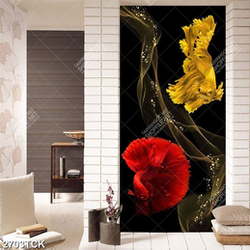 Tranh nghệ thuật hai chú cá sim betta quẩy đuôi xinh đẹp Tranh nghệ thuật hai chú cá sim betta quẩy đuôi xinh đẹp