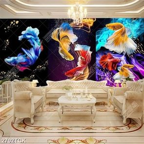 Tranh in canvas ghép ba tấm những chú cá sim betta xinh đẹp Tranh in canvas ghép ba tấm những chú cá sim betta xinh đẹp