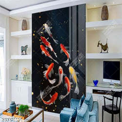 Tranh đàn cá chép bơi tung tăng trong hồ nước về đêm in 5d Tranh đàn cá chép bơi tung tăng trong hồ nước về đêm in 5d