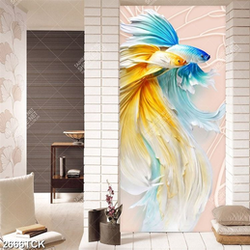 Tranh decor hai chú cá sim betta xinh đẹp trong làn nước Tranh decor hai chú cá sim betta xinh đẹp trong làn nước