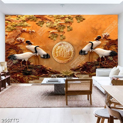 Tranh chim Hạc và cây tùng giả ngọc