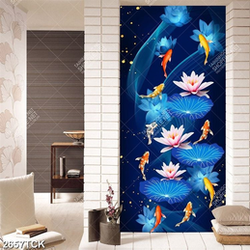 Tranh in canvas đàn cá chép tung tăng trong dòng nước xanh Tranh in canvas đàn cá chép tung tăng trong dòng nước xanh