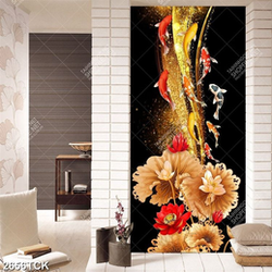 Tranh sơn dầu trang trí những bông hoa sen sắc đỏ rực rỡ Tranh sơn dầu trang trí những bông hoa sen sắc đỏ rực rỡ