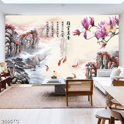 Tranh cá chép và phong cảnh