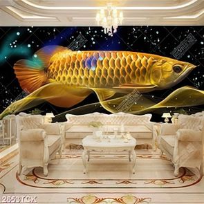 Tranh chú cá chép vàng khổng lồ trong dòng nước về đêm Tranh chú cá chép vàng khổng lồ trong dòng nước về đêm