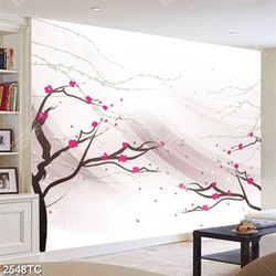 Tranh 3D hoa đào dán tường