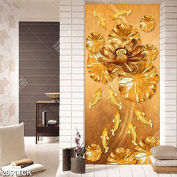 Tranh decor hoa sen và đàn cá chép trong đêm dáp vàng Tranh decor hoa sen và đàn cá chép trong đêm dáp vàng