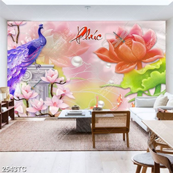 Tranh thư pháp chữ Phúc và chim công