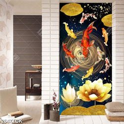 Tranh hoa sen cá chép vàng trong hồ nước trang trí tường Tranh hoa sen cá chép vàng trong hồ nước trang trí tường