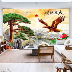 Tranh thư pháp chim đại bàng trên núi