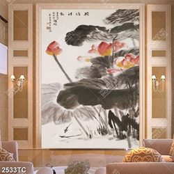 Tranh thư pháp vẽ hoa Sen