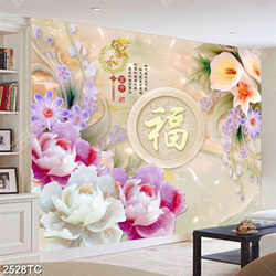 Tranh hoa mẫu đơn nền gỉa ngọc