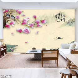 Tranh hoa mộc lan thư pháp