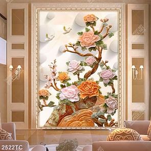 Tranh hoa mẫu đơn gải ngọc